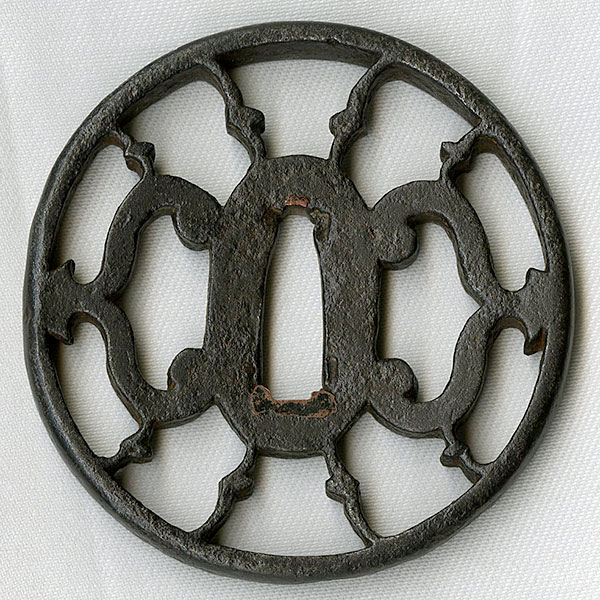 鐔(鍔)− t-147 雁繋透鐔（尾張）（特別貴重刀装具） 鉄地