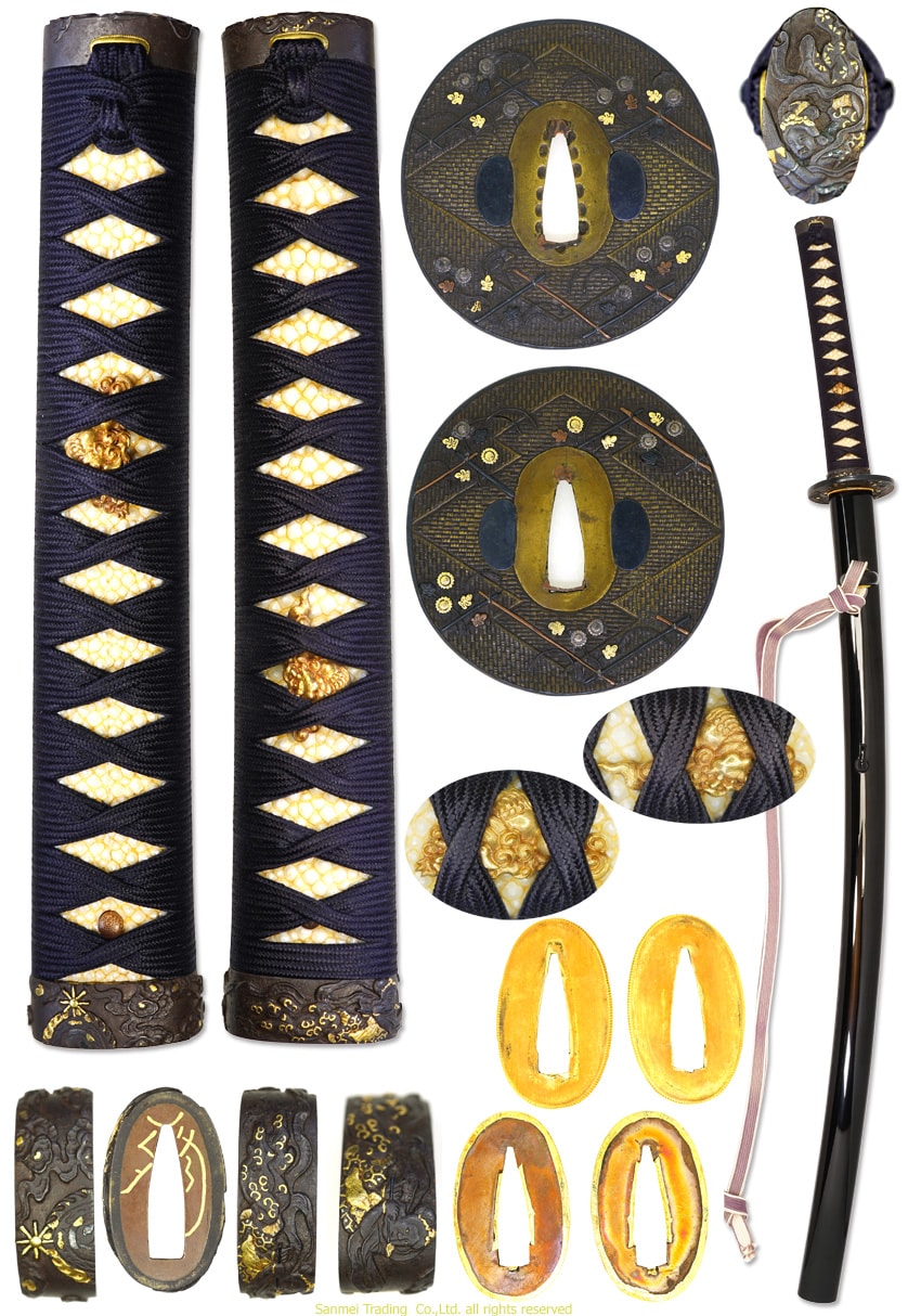 O47357(S1901) Katana signed Awataguchi I'kkanshi TADATSUNA In the 5th month of Hōei 1st with) Black Ro-iro lacquered scabbard Uchikatana Koshirae - Photo 5