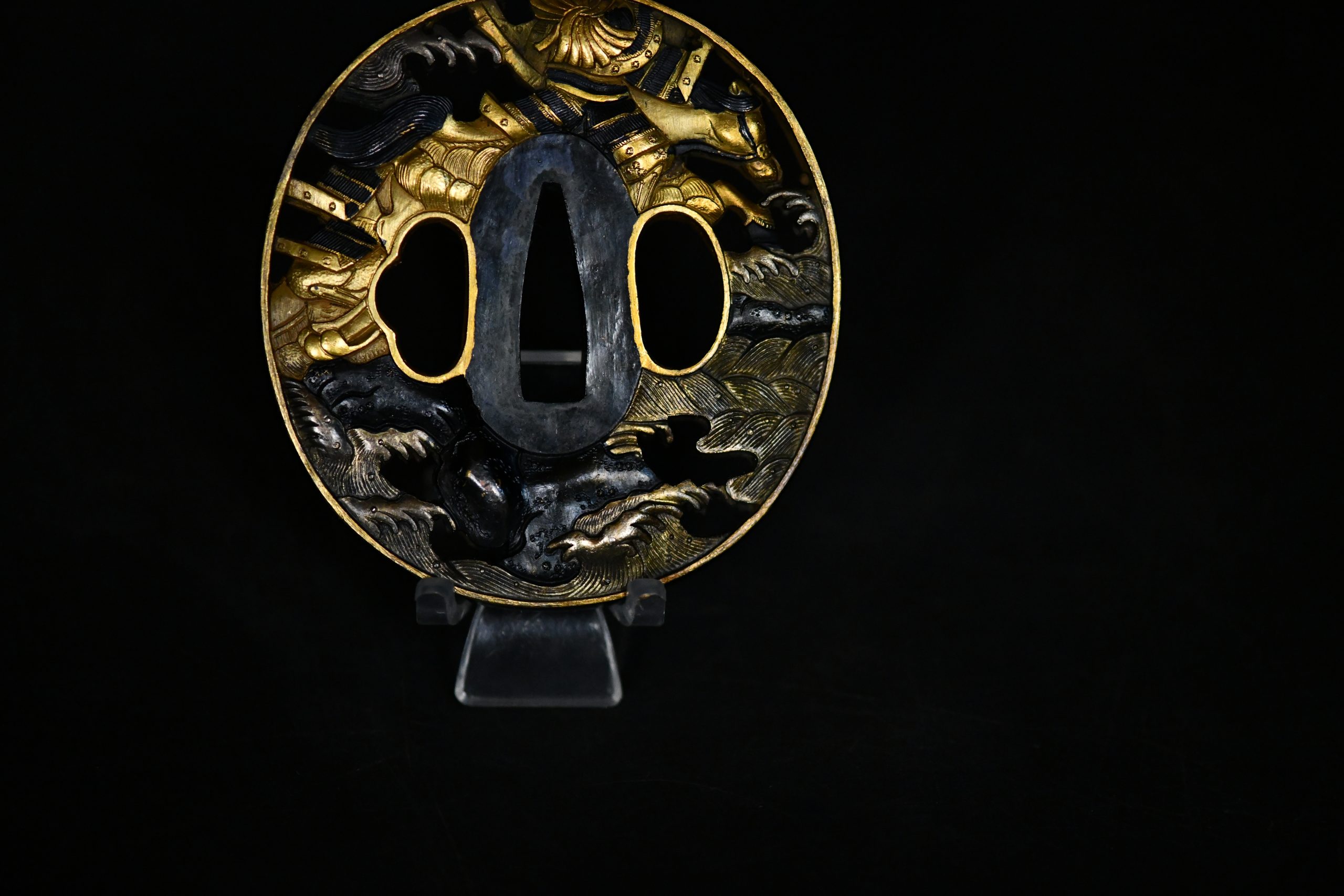 Shakudo Marugata Soten Tsuba Samurais - Photo 7