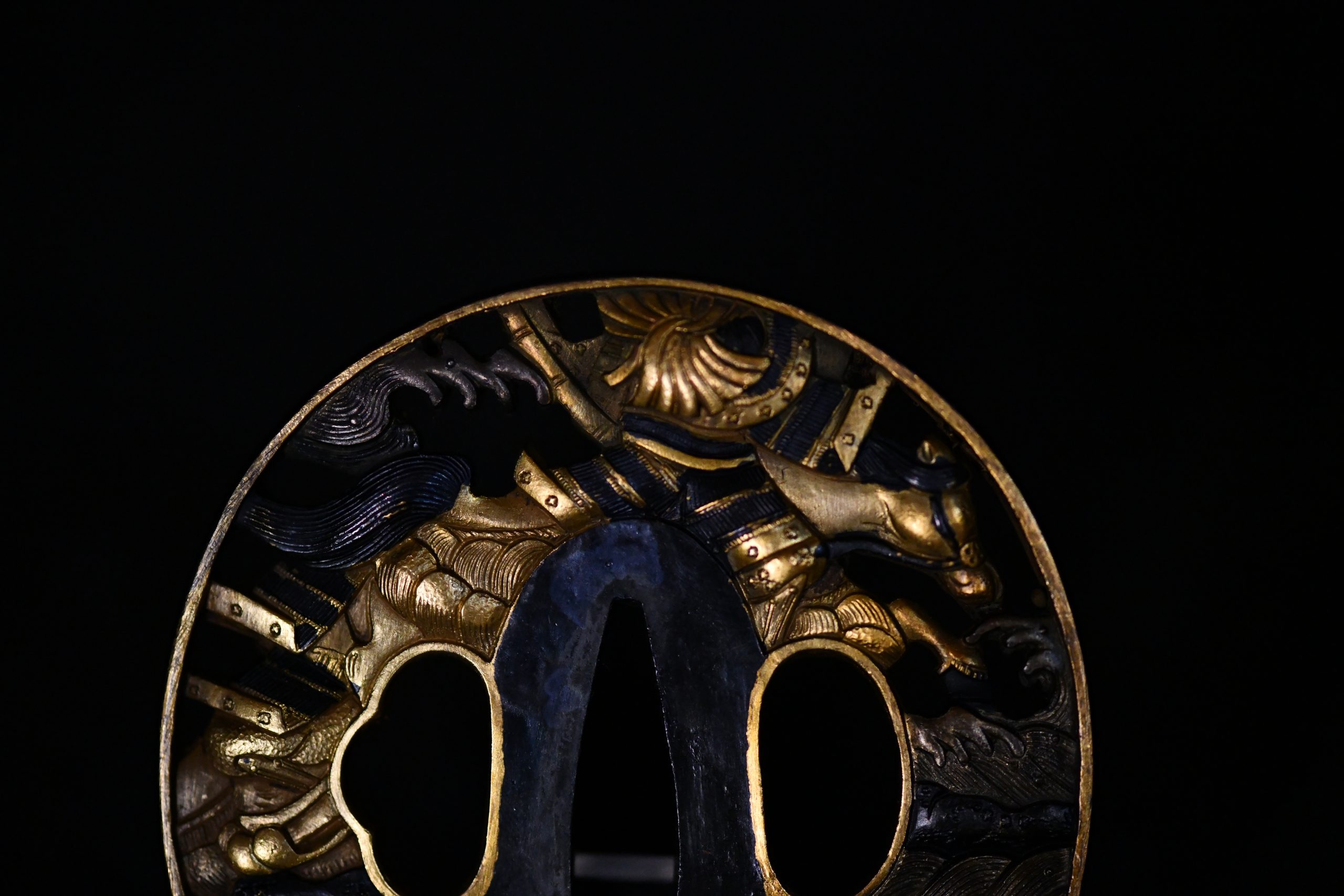 Shakudo Marugata Soten Tsuba Samurais - Photo 4