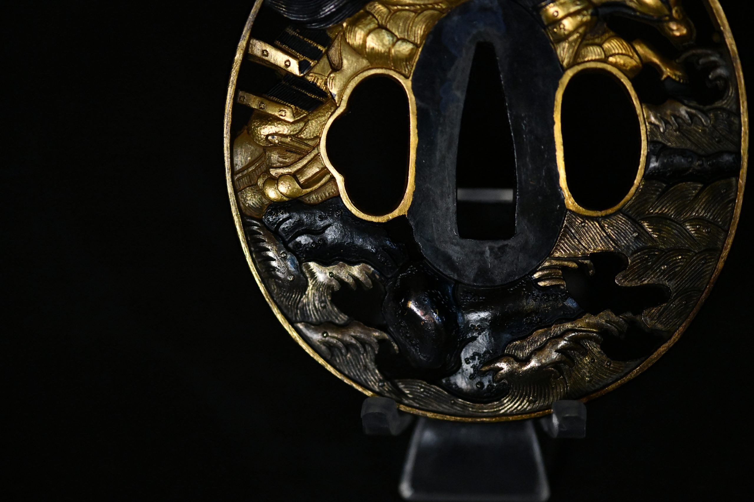 Shakudo Marugata Soten Tsuba Samurais - Photo 3