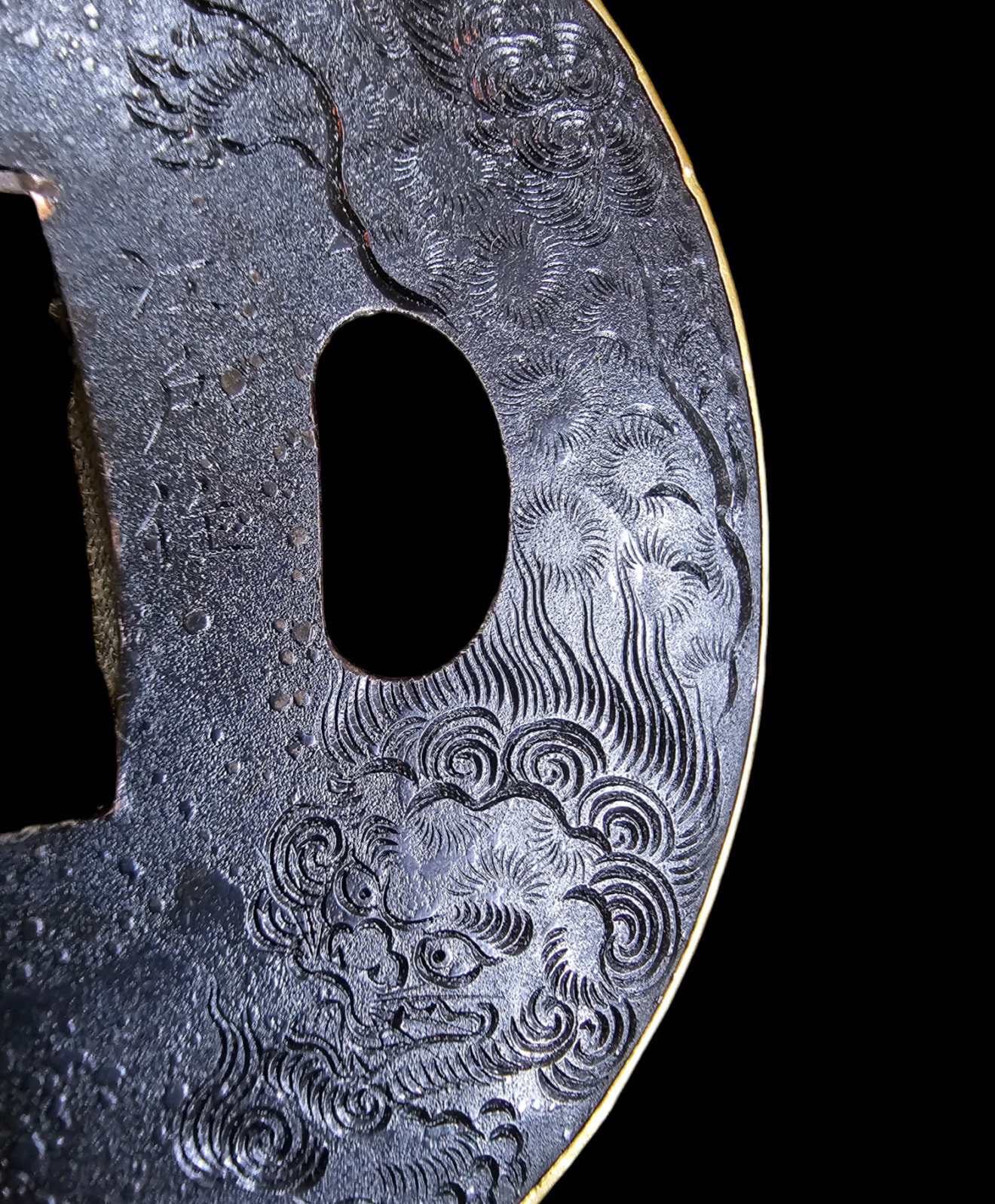 03-449 江戸住矩最 唐獅子 光輪鍔 大小 - Photo 4