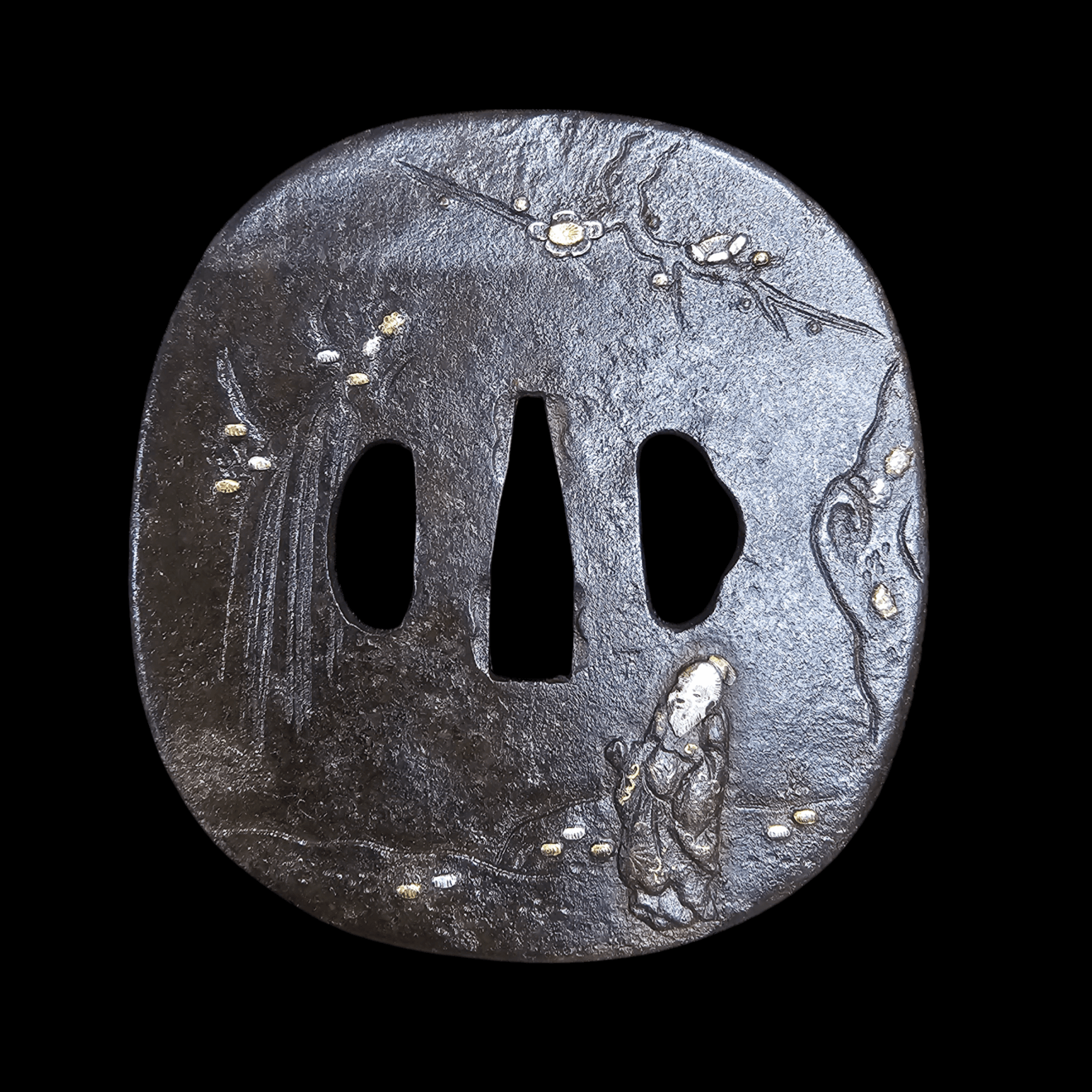 03-488 冬梅唐人図 丸鍔