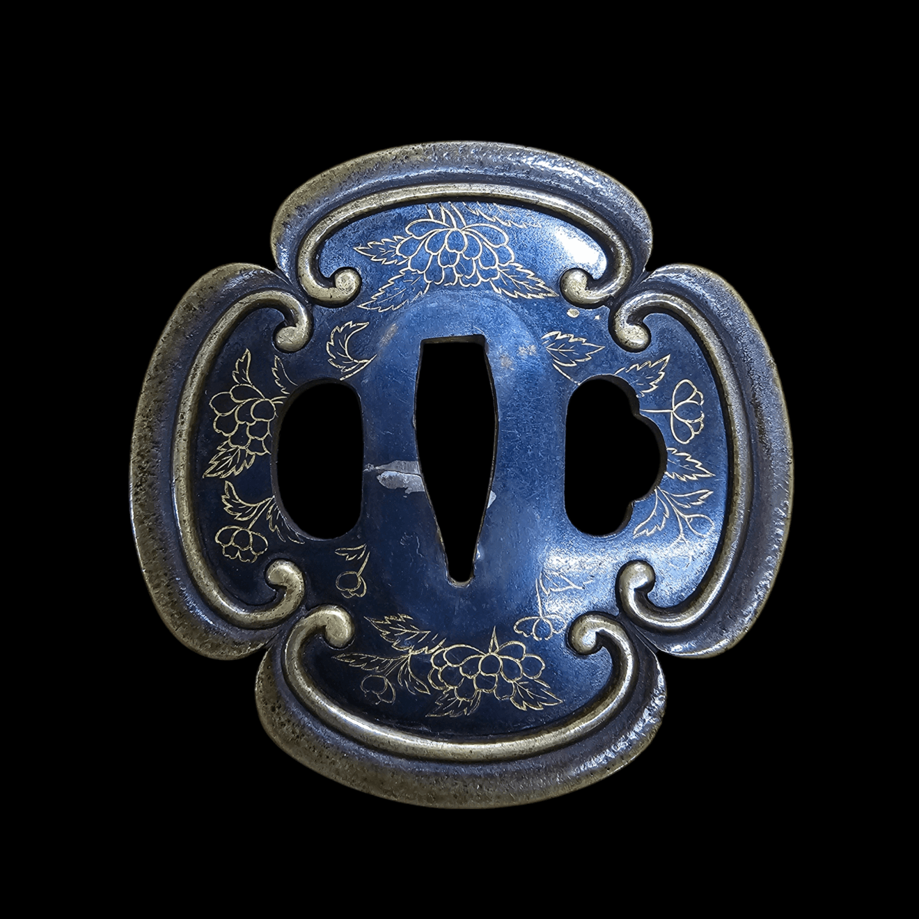 03-506 【保存刀装具】四方鐶牡丹図 伊予正阿弥 - Photo 2