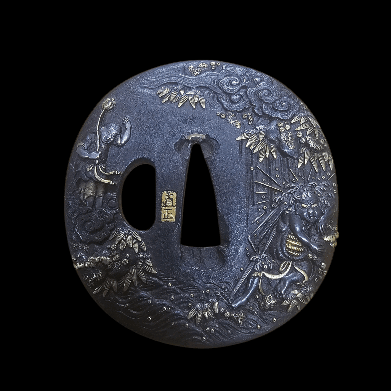 03-546 【保存刀装具】文覚荒行図鍔