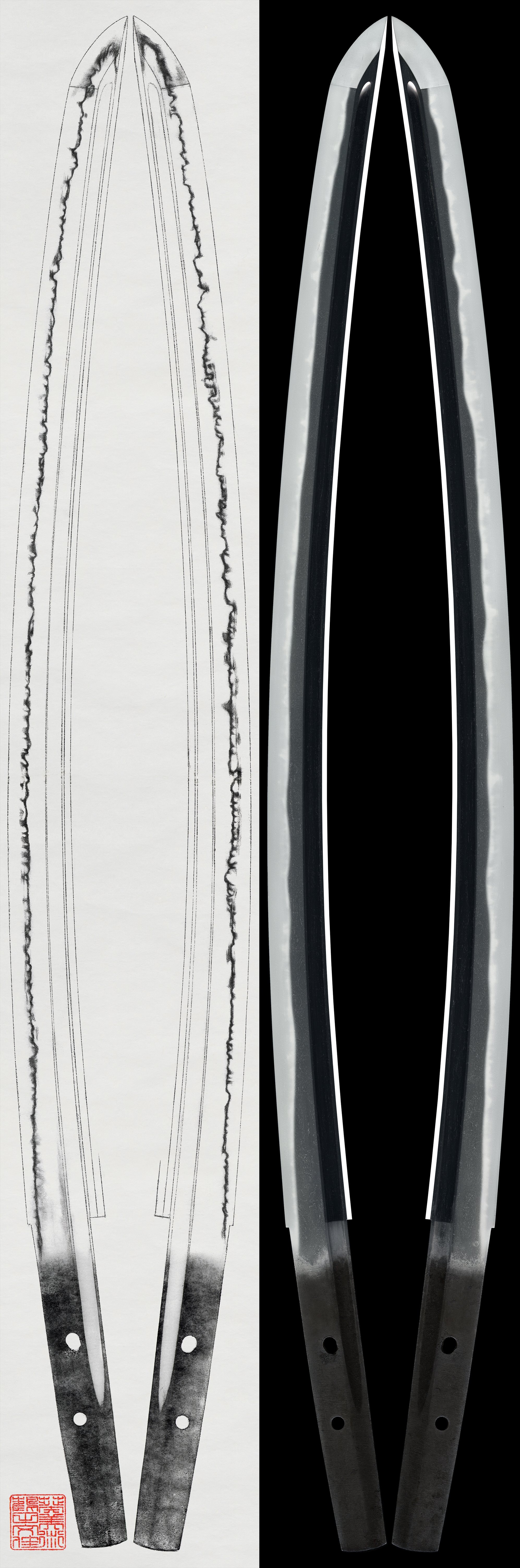 Wakizashi - by Yoshioka Ichimonji School - Mumei (Unsigned) (attributed to Den Yoshioka Ichimonji)
