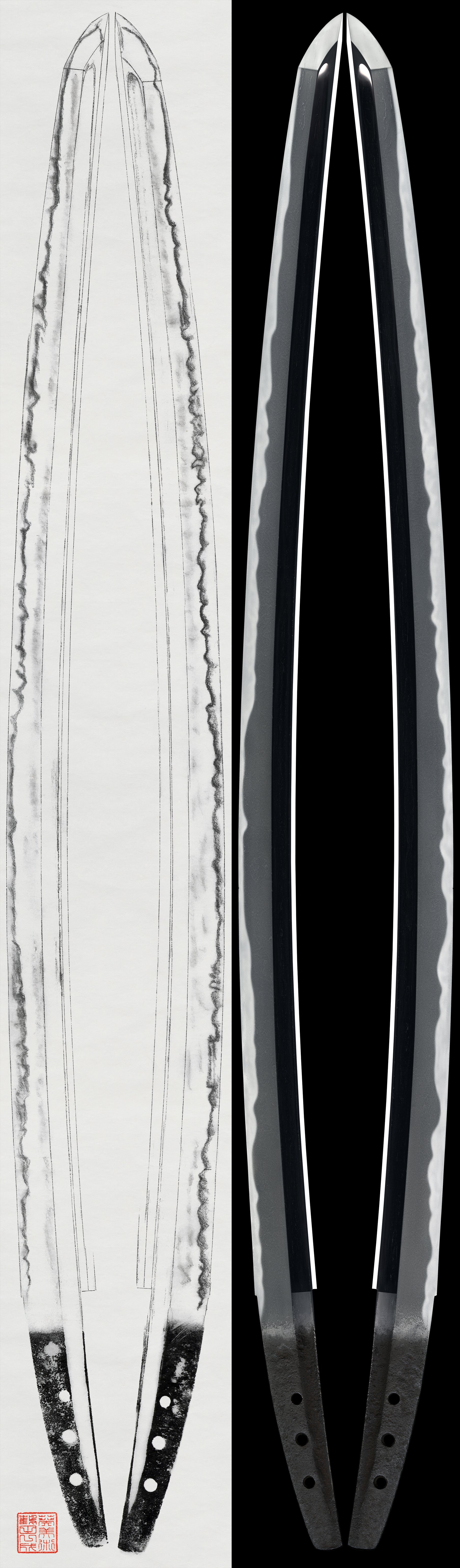 Katana: Mumei (unsigned) transmitted as Toshitsune(19th NBTHK Juyo paper)