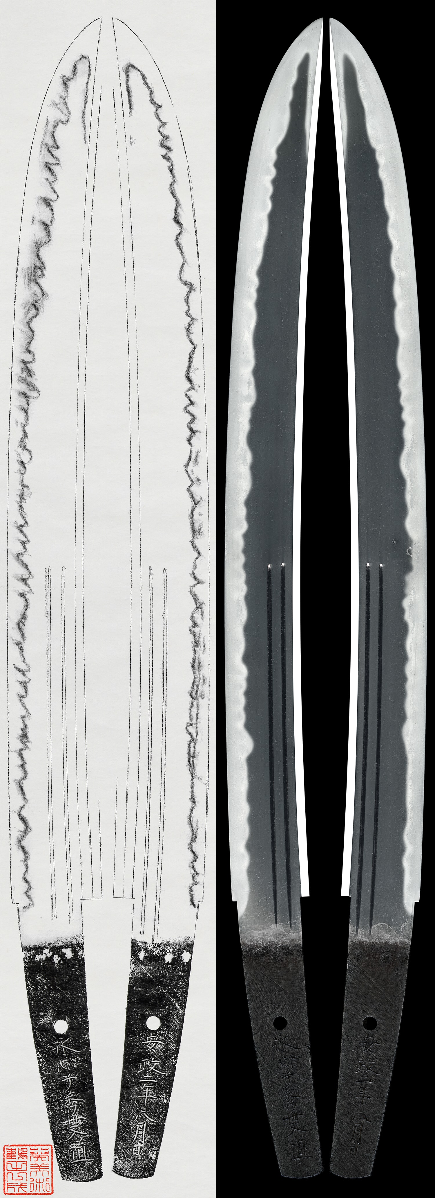 Wakizashi:Hyoshinshi Hideyo Nyudo Dated: August, Ansei 2 (1855)(NBTHK Tokubetsu Hozon Token)