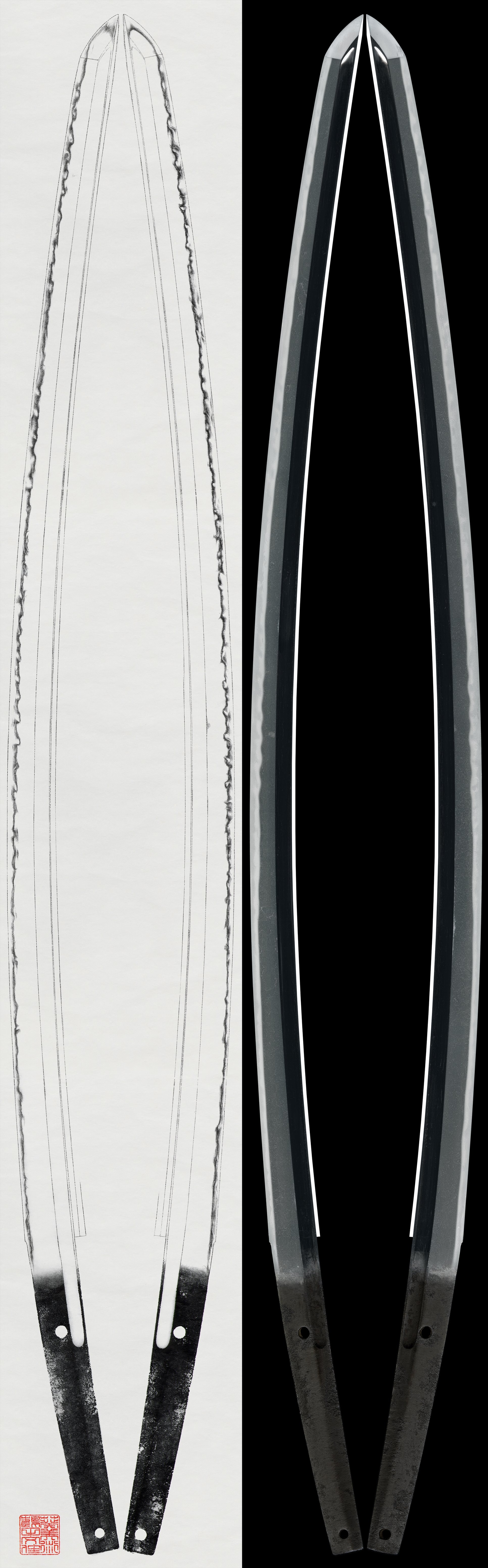 Katana - Jūyō - by Omiya Morikage - Mumei (Attributed to Ōmiya Morikage)