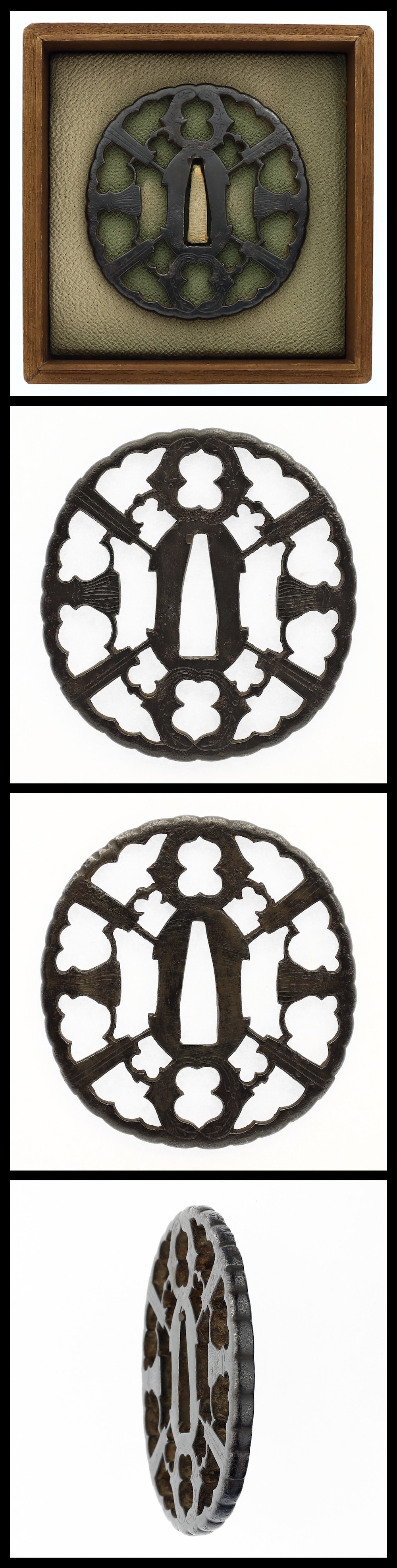 Tsuba: Mumei (Hayashi): Dakimyouga, Chasen, Sensu and Karigane Sukashi (NBTHK Hozon Tosogu)