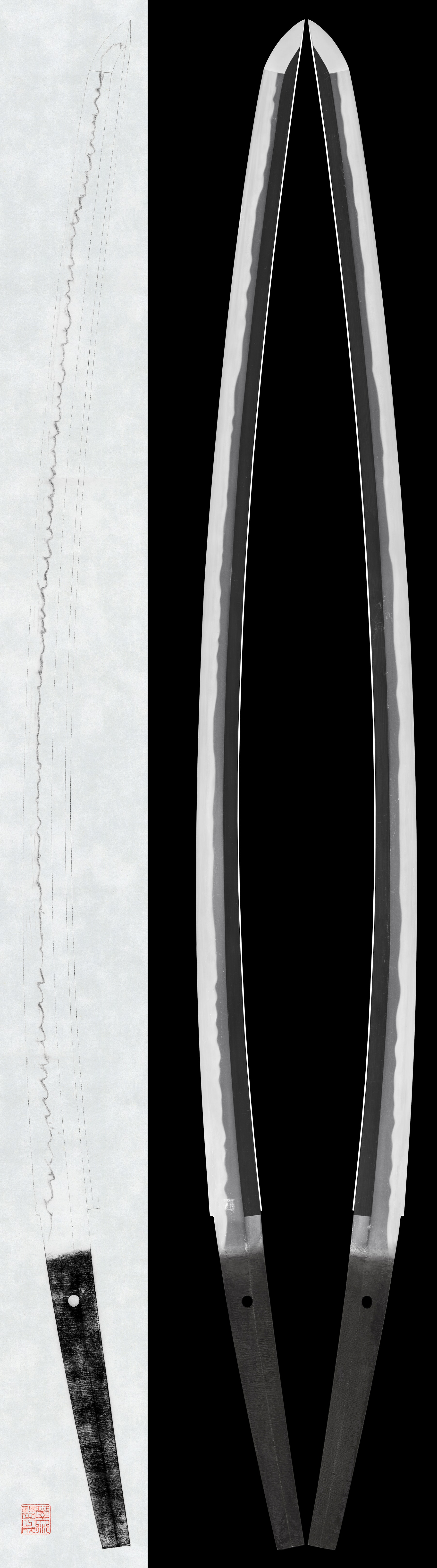 Katana :Mumei(Unsigned) (Den Chikuzen Fukuoka Moritsugu). 無銘(伝 筑前福岡守次) (Hozon Society Authentication Paper)