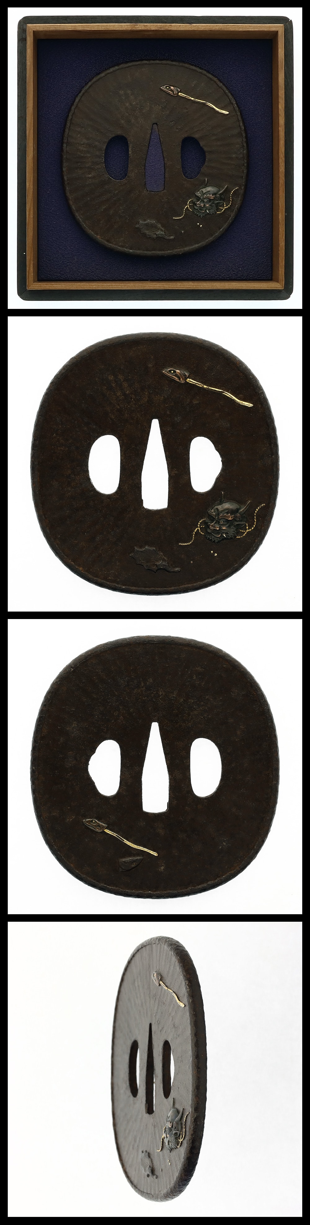 Tsuba: Unsigned (Toryusai School):Setsubun Design (NBTHK Hozon Tosogu)