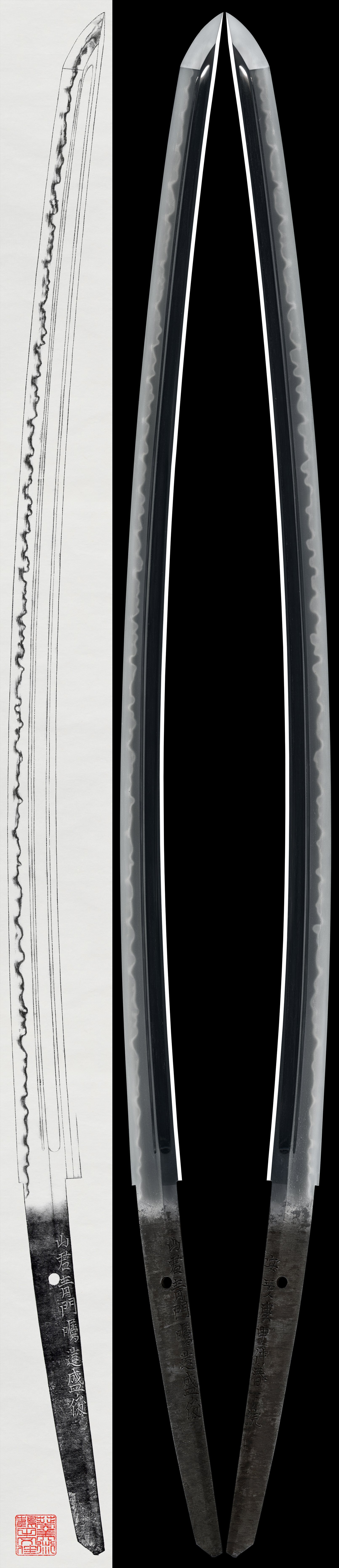 Katana: Yamakimi Seimon Shokuzō Moritoshi (Suō) Dated the latter part of the second month, Ansei Kanoe-Saru (1860) (NBTHK Tokubetsu Hozon Token) (Katana and Koshirae: Tokenen-sha Shinsa Iinkai Authentication Paper)