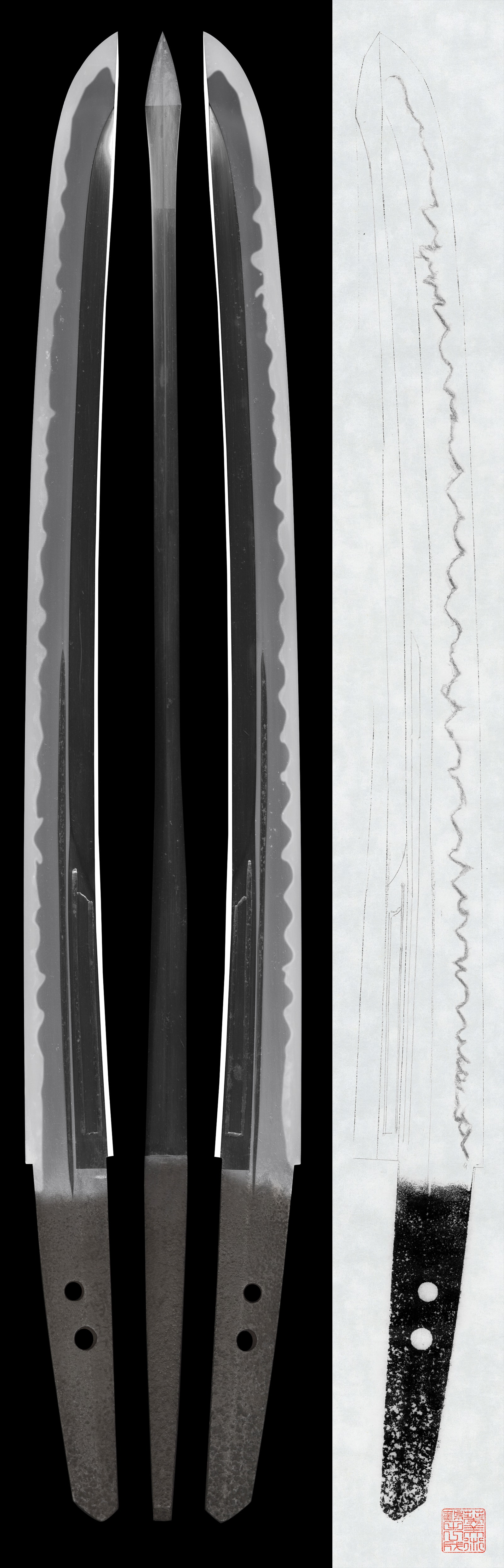 Wakizashi:Enju Yoshikuni (remaining characters illegible) (NBTHK Kicho Token)