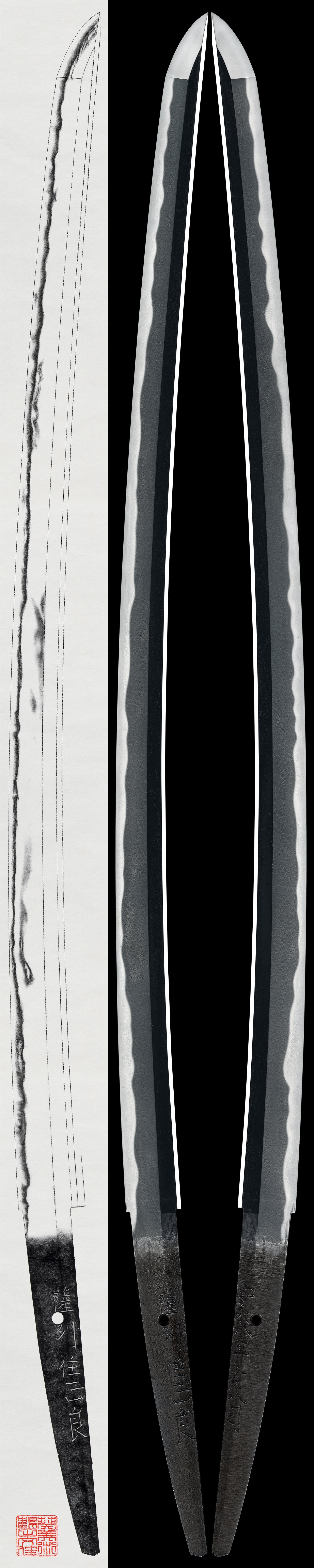 Katana: Sasshu ju Masayoshi 薩州住正良 An'ei Hachi nen Inoshishi Hachi-gatsu 安永八年亥八月 (Dated August, An'ei 8, Year of the Boar, 1779) (NBTHK Tokubetsu Hozon Token)