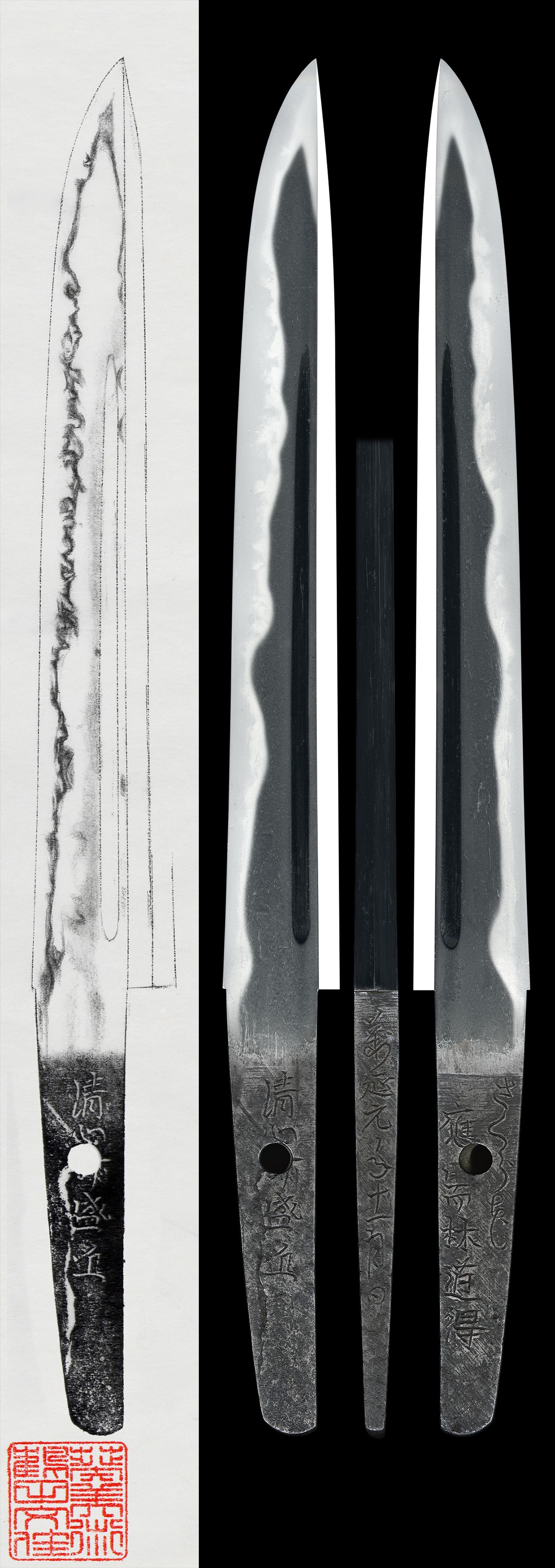 Tanto : Seishinsai Morichika Sakura-Hana Made on request for Hayashi Dōtoku (On the mune) A day in the 11th month of Man'en 1 (1860) (NBTHK Hozon Token) (NTHK Certificate)