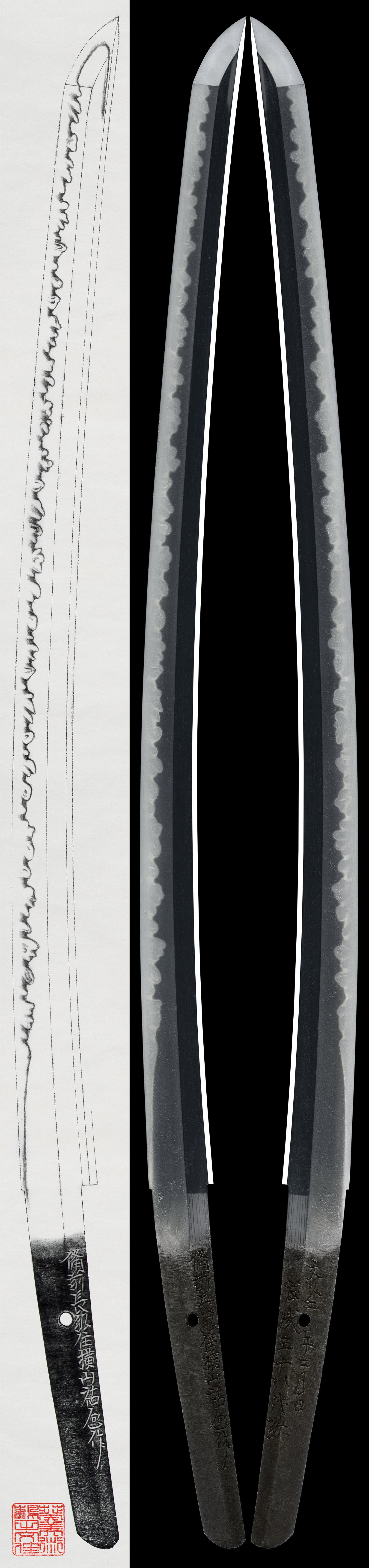 Wakizashi - Tokuho - by Yokoyama Sukekane - Bizen Osafune Ju Yokoyama Sukekane Saku, dated Bunkyu 2 (1862), 58th Generation Descendant of Tomonari