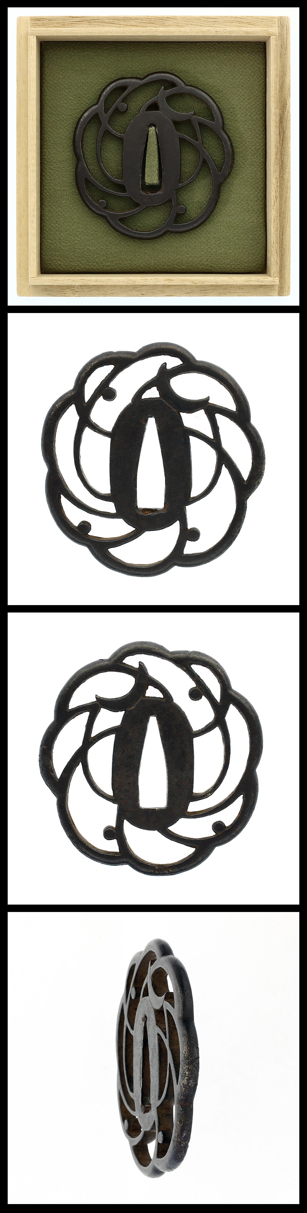 Tsuba - Hozon - by Kamiyoshi School - 鍔:無銘(神吉)武蔵野透図(日本美術刀剣保存協会 保存刀装具)