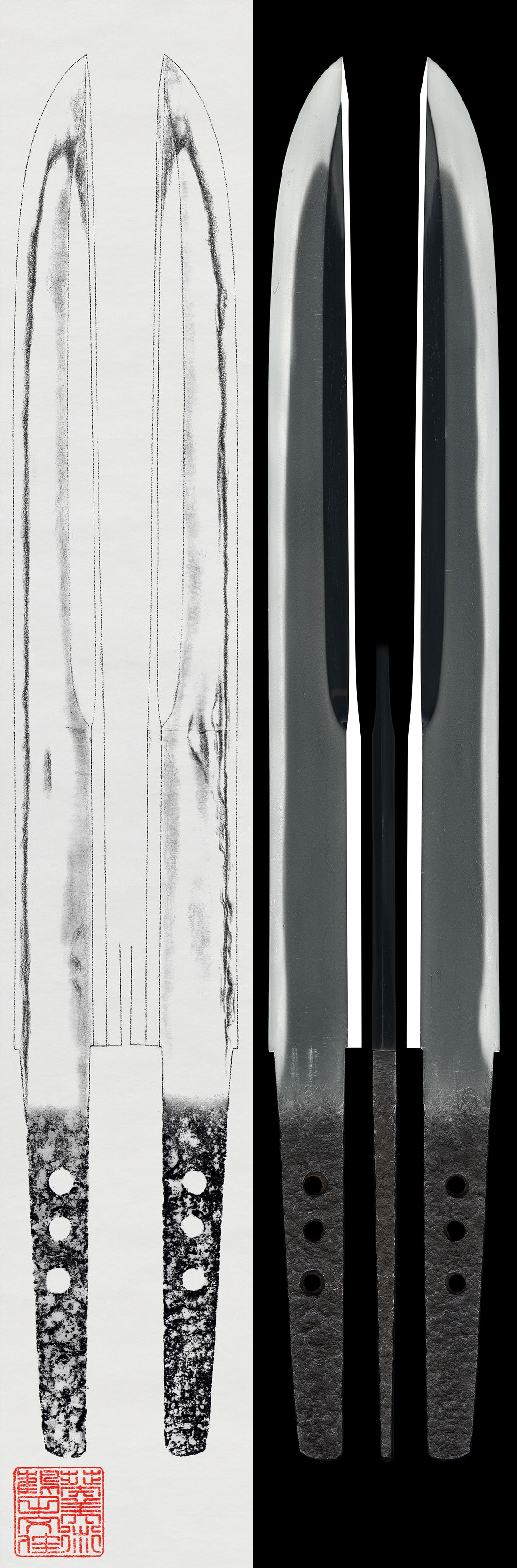 Tanto: Mumei(Unsigned)(Taima)(Late Nanbokucho period to Oei era (1394-1428)). 無銘(当麻)(時代南北朝末乃至応永)(NBTHK Tokubetsu Hozon Token)(Consignment Sale)