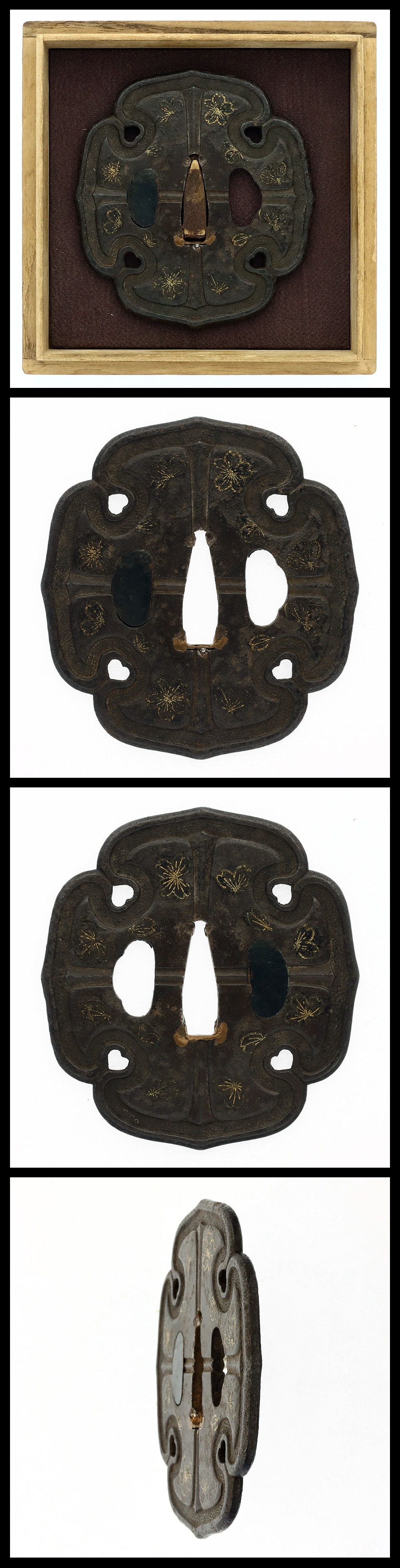 Tsuba: Mumei tachi tsuba with cherry blossoms