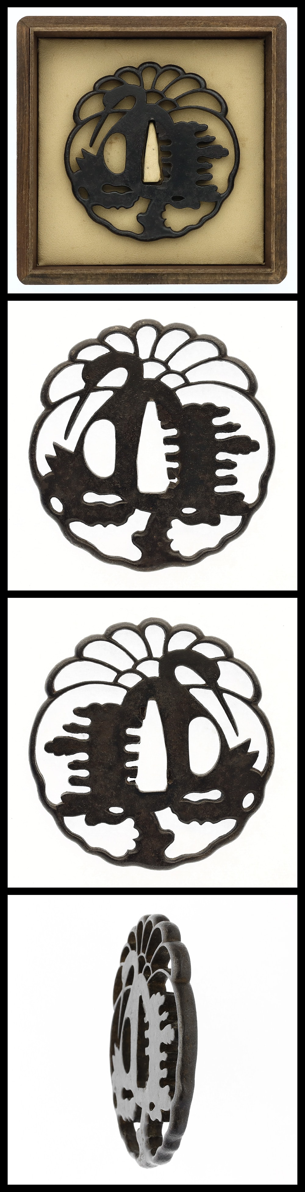 Tsuba: Mumei (Unsigned):Openwork Crane Design