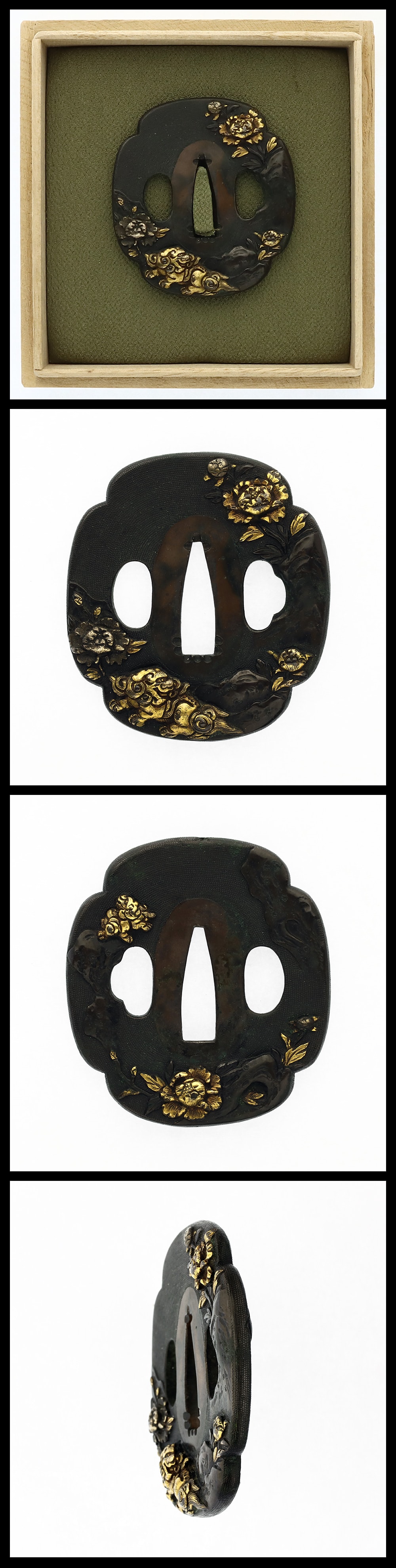 Tsuba: Unsigned (Consignment Item):Lion and Peonies