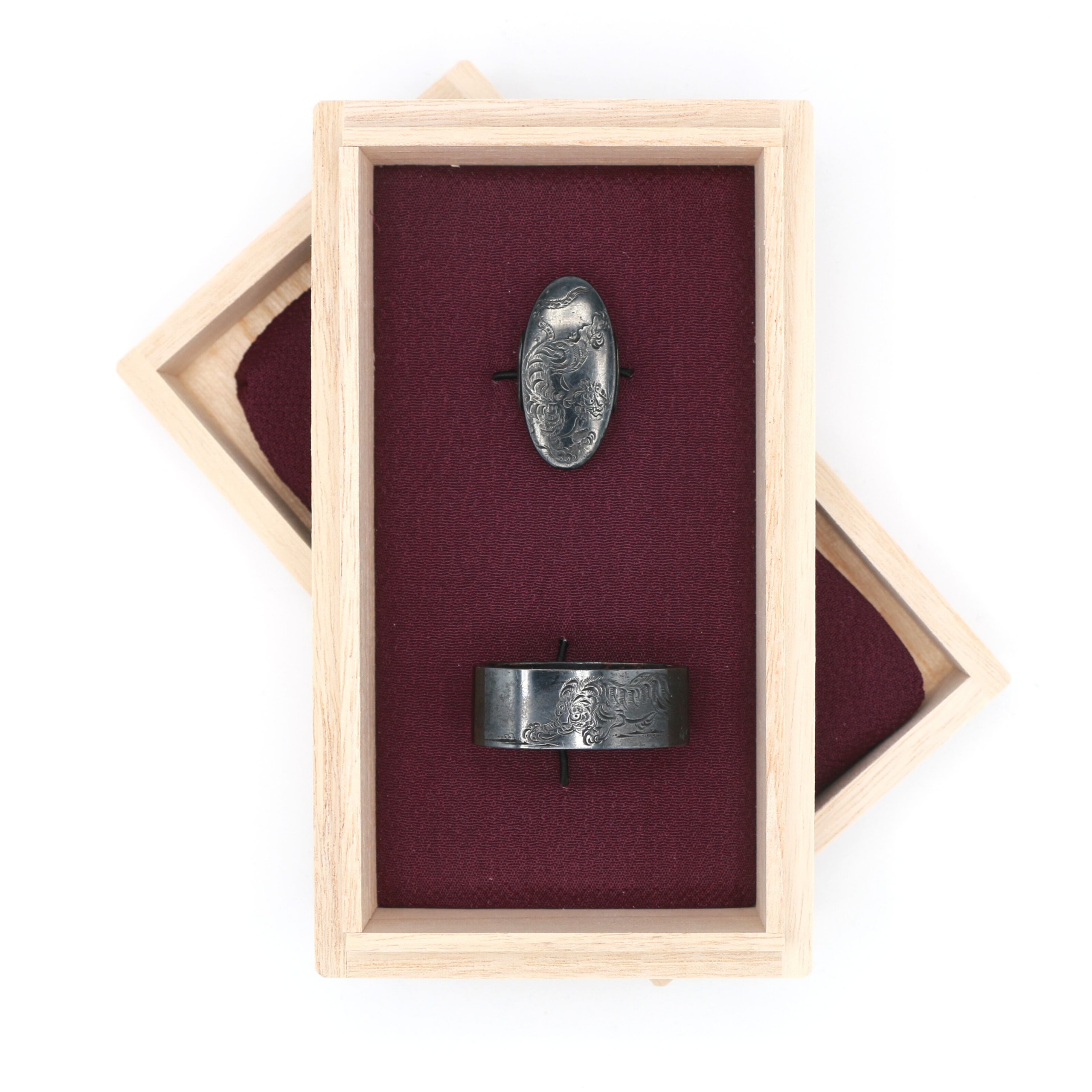 Fuchi-Kashira - by Konkan - Fuchi-Kashira: Bamboo and Tiger Design