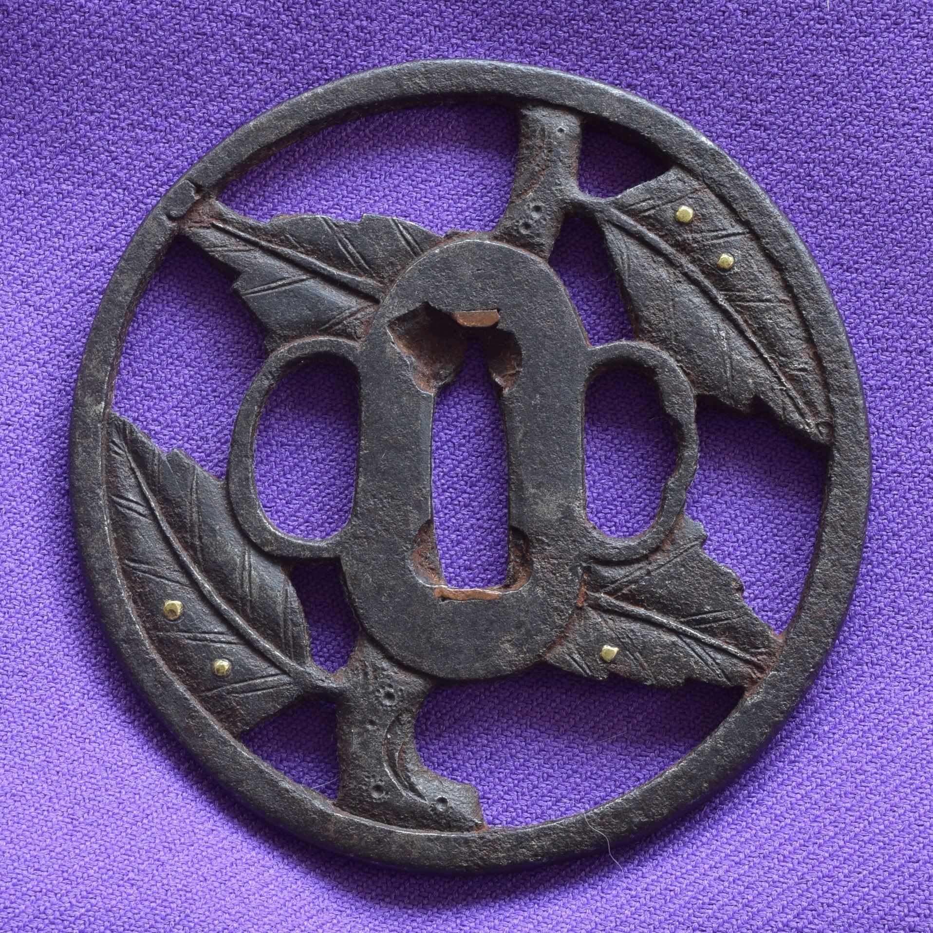 Tsuba - Iron leaves tsuba