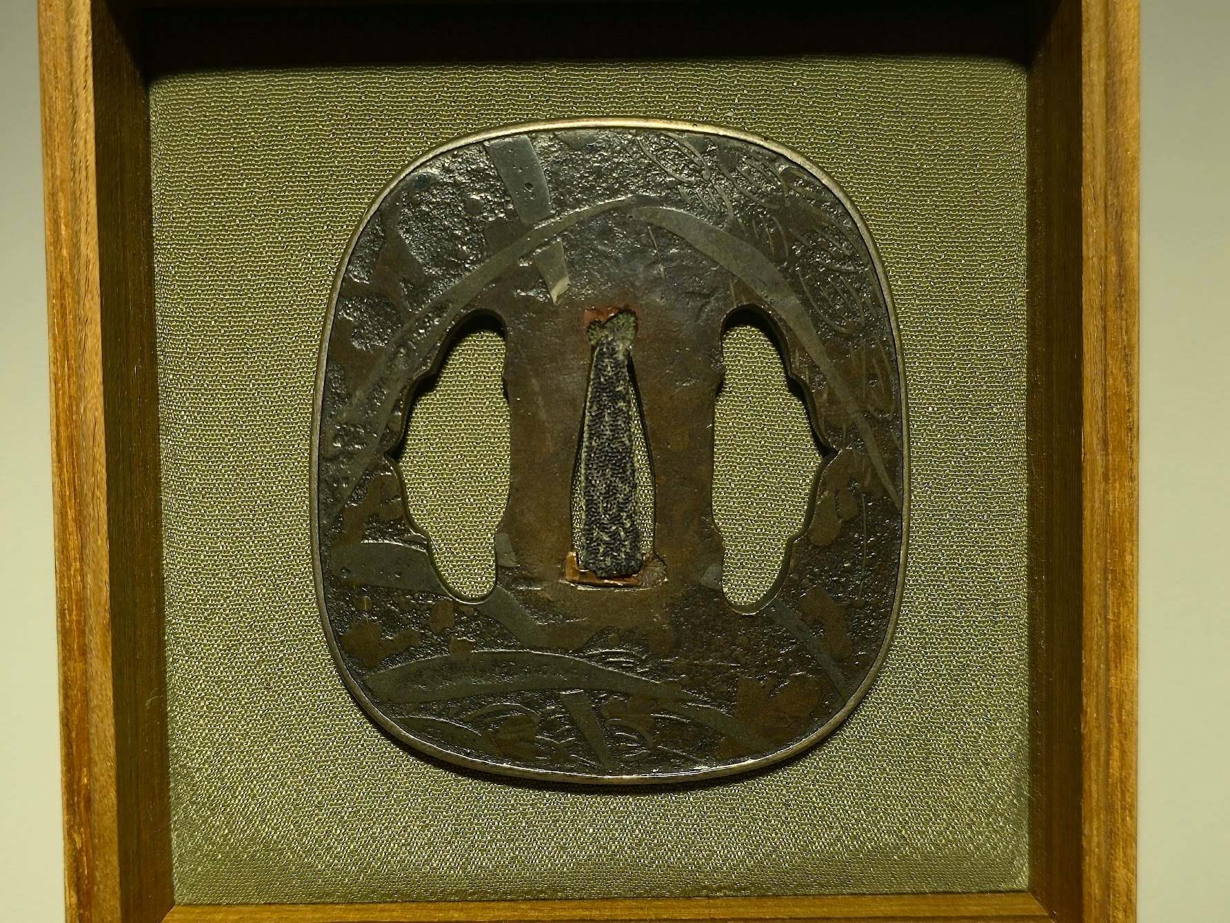 Tsuba - Hozon - by Hazama School - Hazama Tsuba of rice plant and water celery