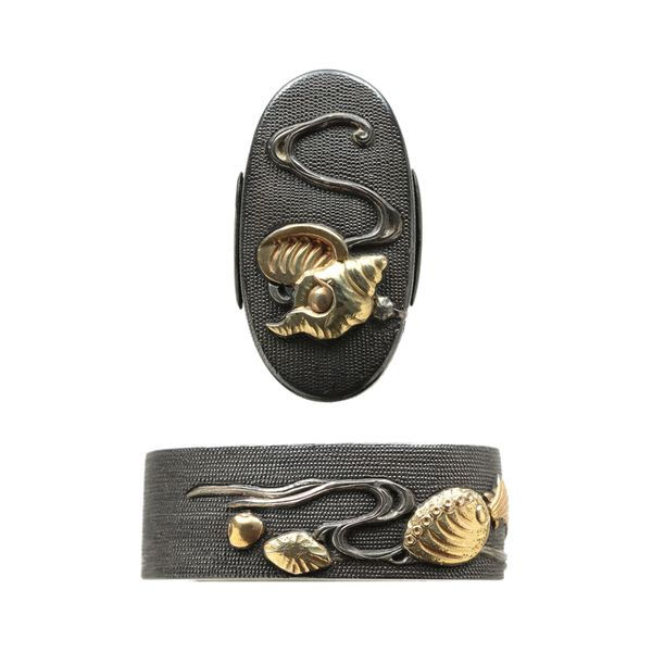 貝尽図縁頭 無銘拵用金具無銘