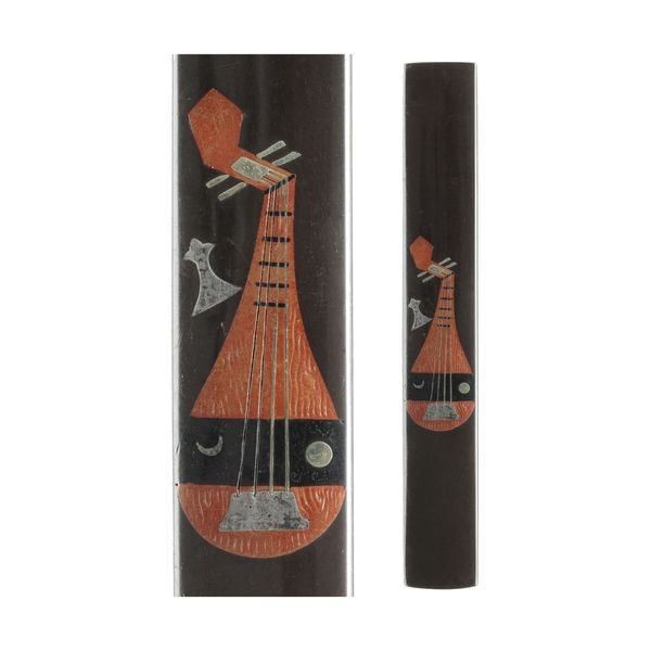 弁財天留守模様図小柄 無銘 加賀金工拵用金具加賀金工