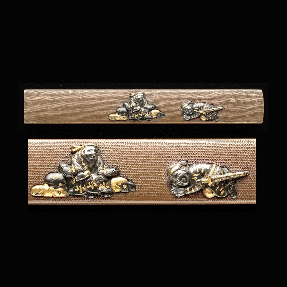 黄石公張良図小柄 戸尻銘 矩随掲載予定品矩随