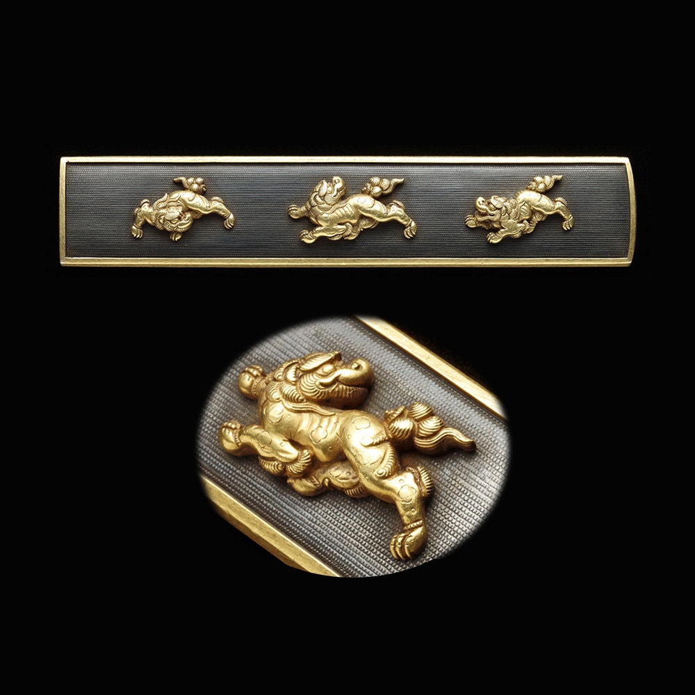 三疋獅子図大小柄 無銘 加賀後藤掲載予定品