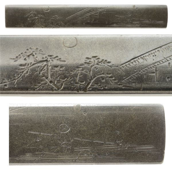 Kozuka - Hozon - by Ichijo School - Kozuka with Arashiyama Togetsukyo Bridge Motif, Signed Yusai (Kao)