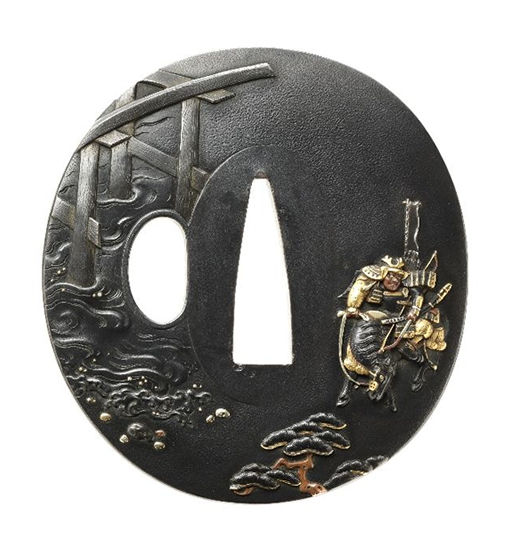 宇治川先陣図鐔 銘 落葉美道造掲載禁止