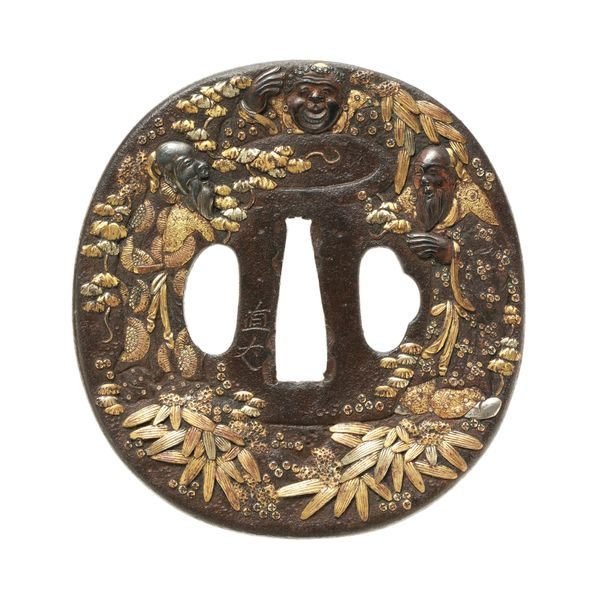 Tsuba - Tokuho - by Naotake - The Three Saints Tasting Vinegar, Signed Naotake