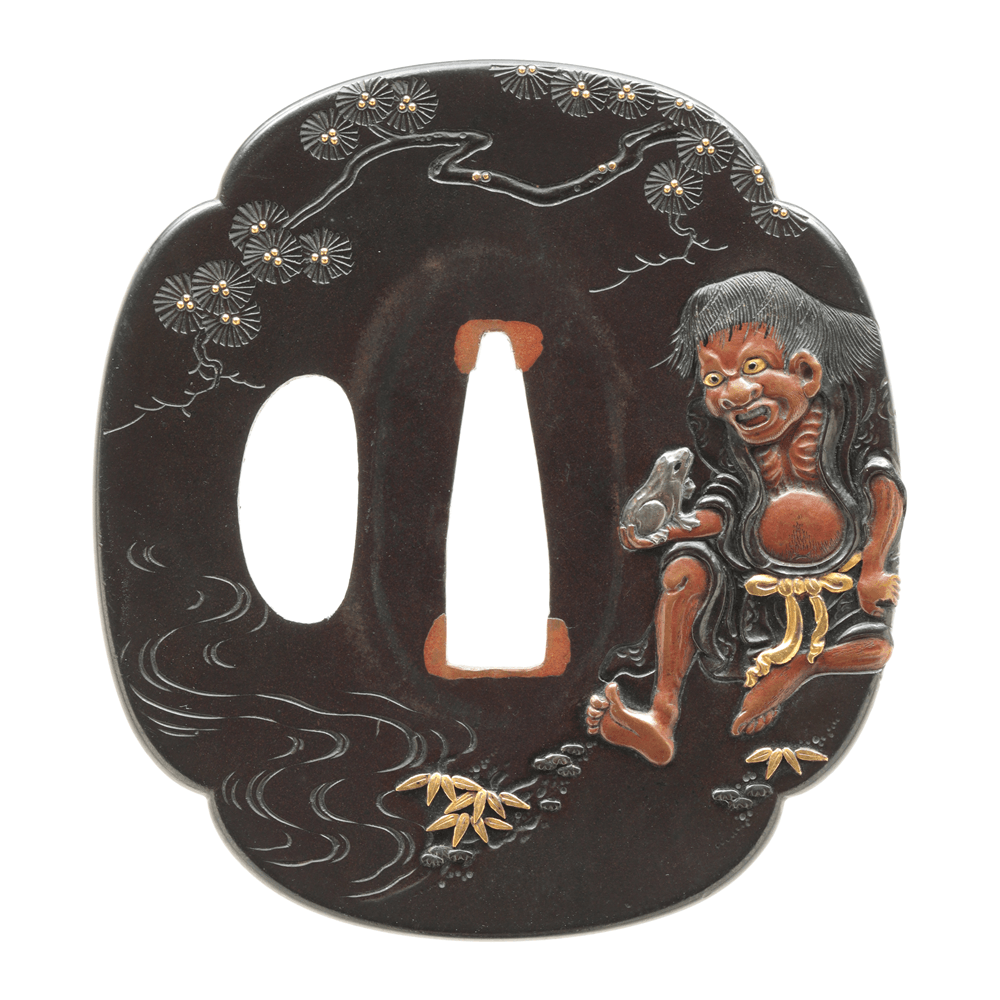 Tsuba - Hozon - by Mito School - Gama Sennin (Toad Hermit) - Mumei, Mito