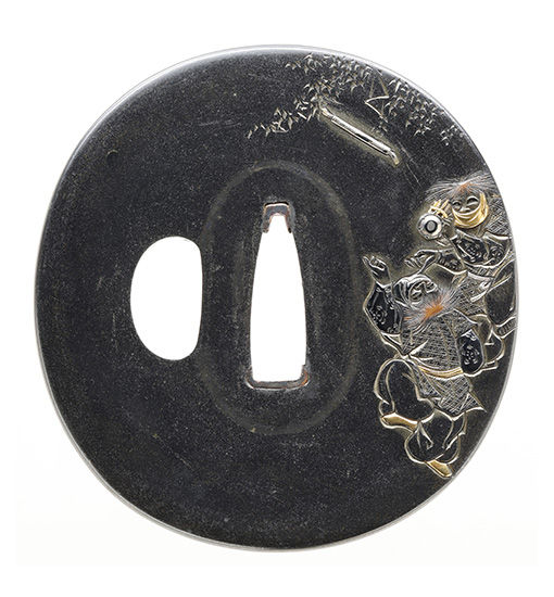 Tsuba - Tokuho - 作 長義 - 左義長図鐔 銘 長義(花押)