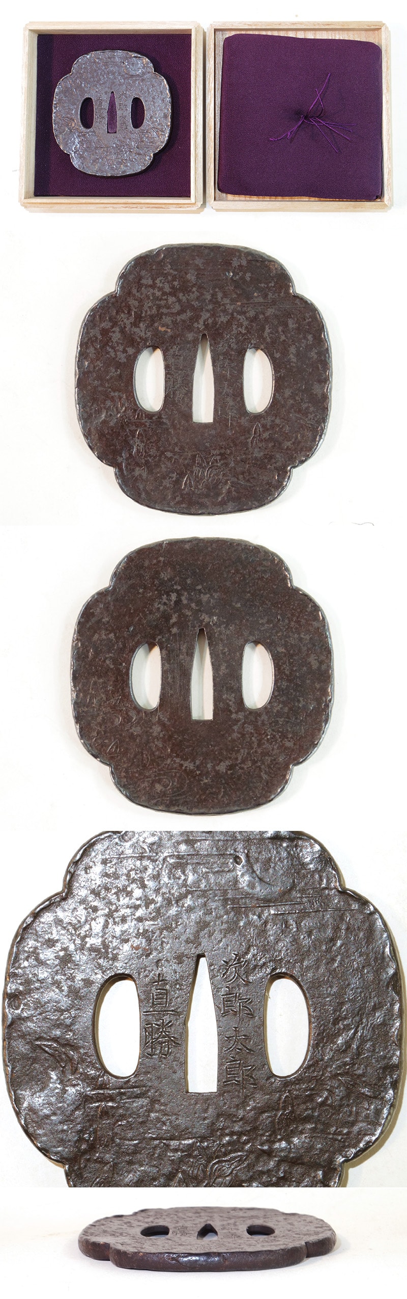 Tsuba - Hozon - by Jirotaro Naokatsu - Moonlight Water Plantain Design by Jirotaro Naokatsu