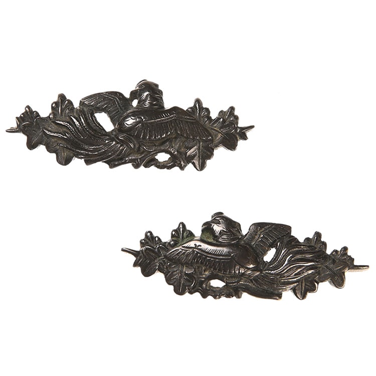 Menuki - Tokubetsu Kichō - by Ko-Mino School - Ko-Mino Paulownia and Phoenix Menuki, Tokubetsu Kicho Kodogu