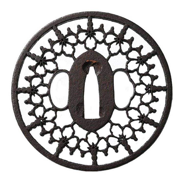 Tsuba - Hozon - 京透 桐紋繋透鍔/鐔