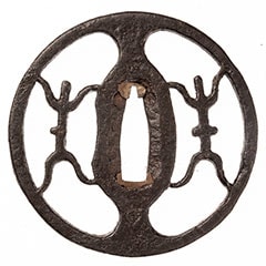 Tsuba - Hozon - by Kanayama School - Kanayama Saya Moji Sukashi Tsuba / Hozon Tosogu