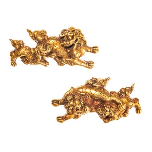 古後藤 親子獅子金無垢目貫 特別保存刀装具