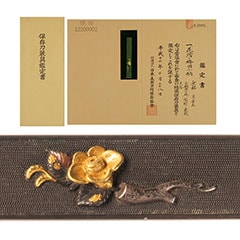 京金工 花活け椿図小柄 保存刀装具