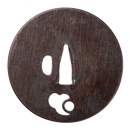 古金工 山銅地 拮猿透鍔/鐔 保存刀装具