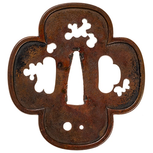 Tsuba - Hozon - by Shonai School - Shonai Monyou-Chirashi Sukashi Tsuba - Hozon Tosogu