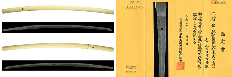 (02-1762)特別保存刀剣 新刀上作 肥前国近江守忠吉(五代) 二尺四寸六分強 白鞘入