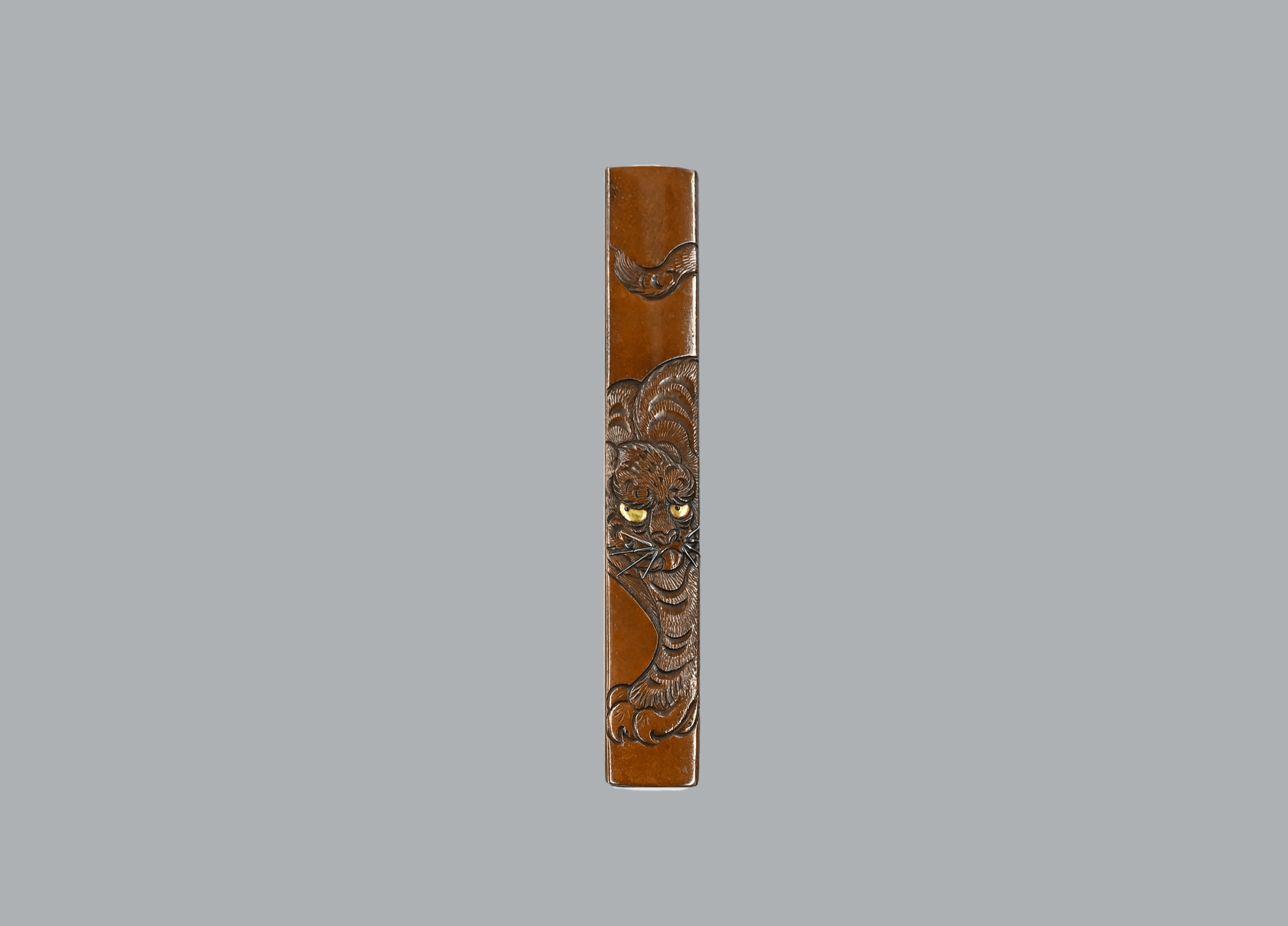 Fuchi-Kashira - Hozon - by Hamano Sekibun - Fuchi-Kashira: Yurakusai Sekibun - Tiger Motif