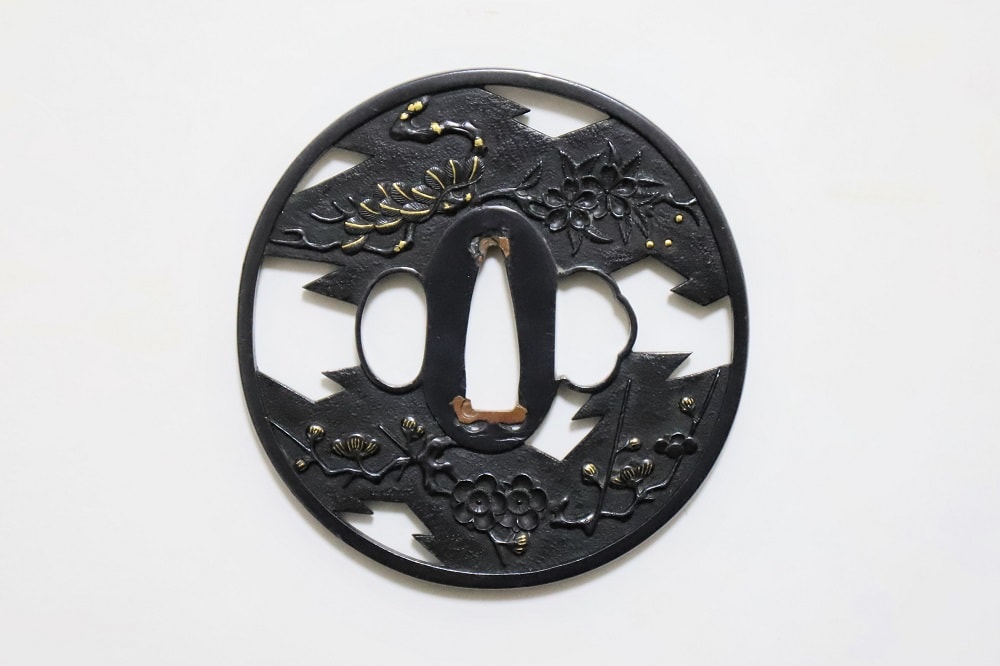商品 No. TSU-2036 画題 菱透鉢木柳樹風葉図(城南宮)