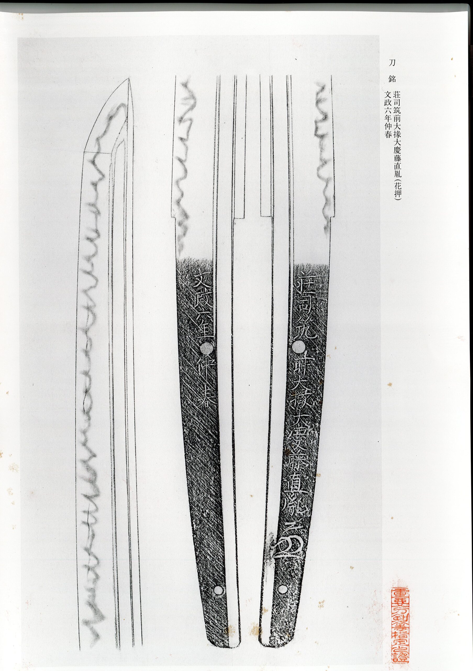 重要刀剣 荘司筑前大掾大慶直胤(花押)